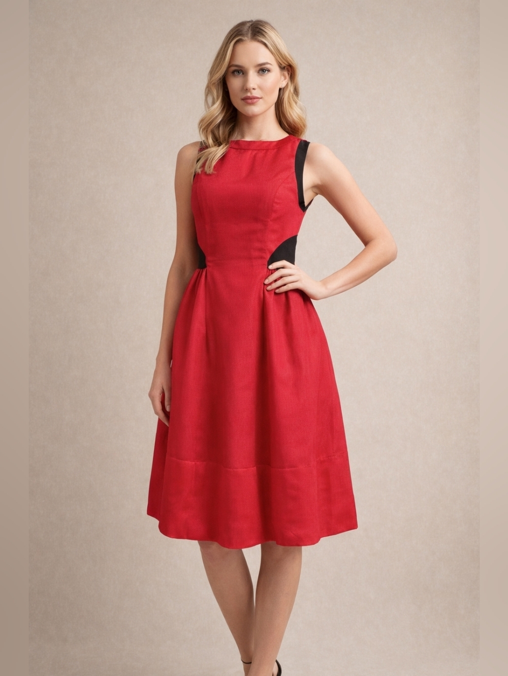Prabal Gurung Red & Black Contrast Formal Dress – Elegant Designer Style
